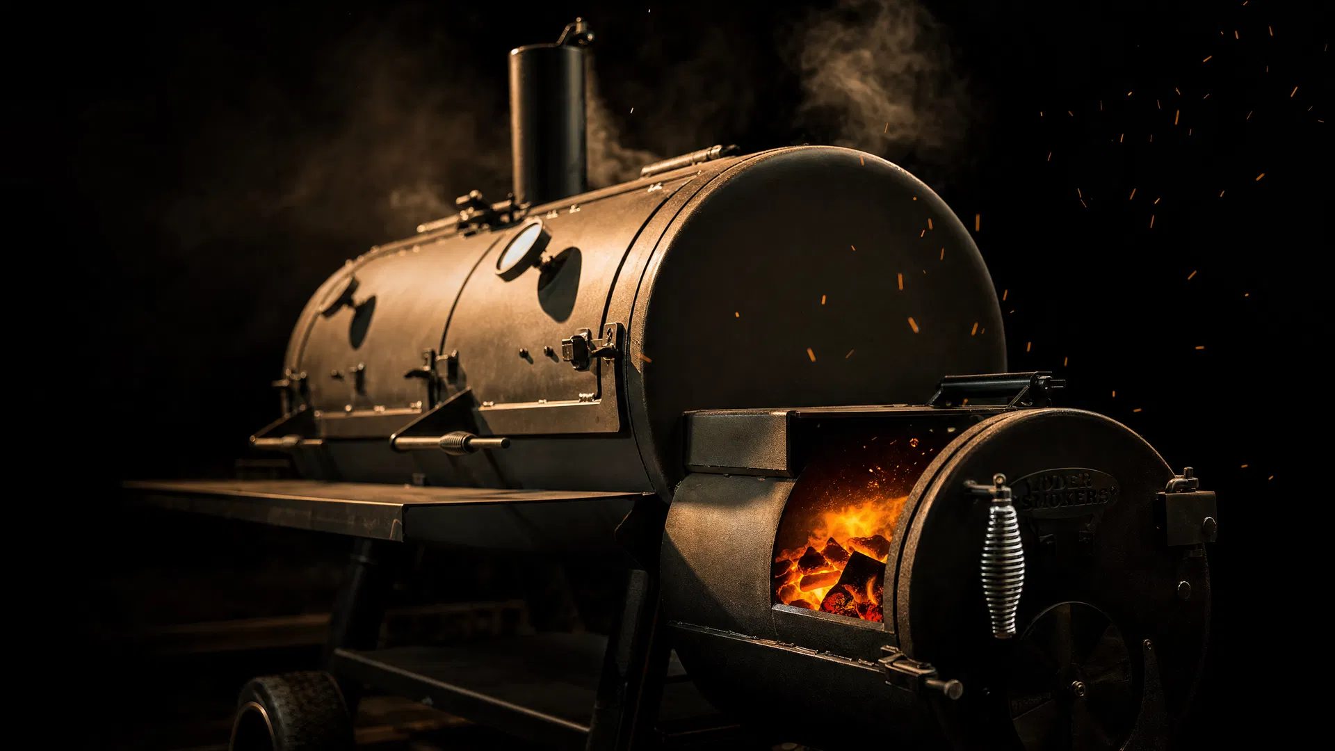Pit Smoker com brasas